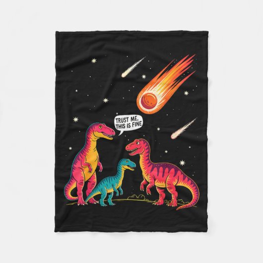 Dinosaurs Meteorite Sarcastic This Is Fine Funny  Fleece Deken (Voorkant)
