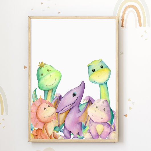 Dinosaurs Nursery Poster Dino Kinder Room Print