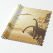Dinosaurs on Tropical Jurassic Landscape  Cadeaupapier (Uitgerold)