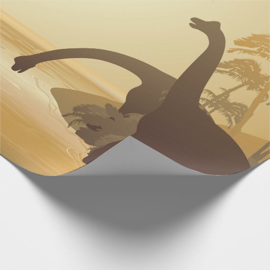 Dinosaurs on Tropical Jurassic Landscape  Cadeaupapier (Hoek)