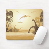 Dinosaurs on Tropical Jurassic Landscape Muismat (Met muis)