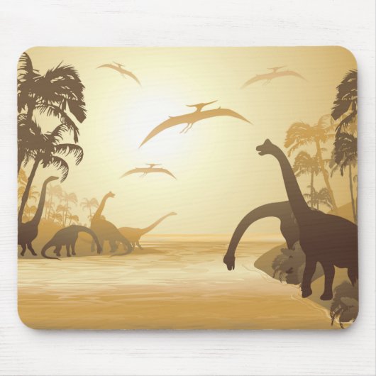 Dinosaurs on Tropical Jurassic Landscape Muismat (Voorkant)
