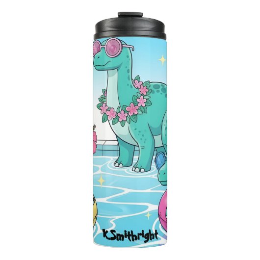 Dinosaurs Pool Party Summer Fun Thermosbeker (Voorkant)