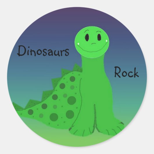 Dinosaurs Rock Ronde Sticker (Voorkant)
