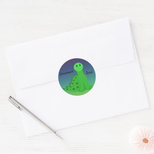 Dinosaurs Rock Ronde Sticker (Envelop)