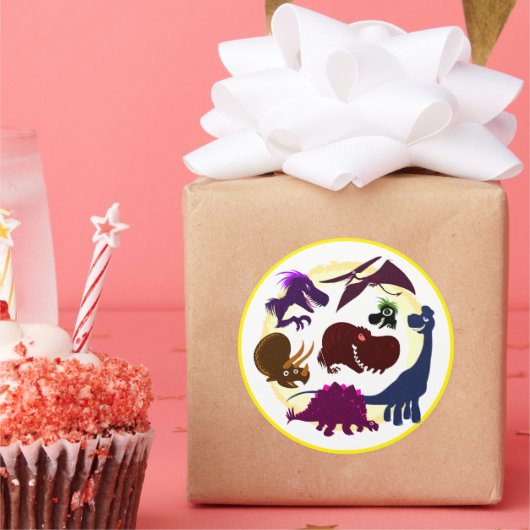 Dinosaurs Ronde Sticker (Feest)