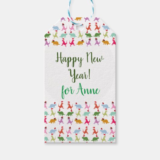 Dinosaurs Santa Mood Cadeaulabel (Voorkant)