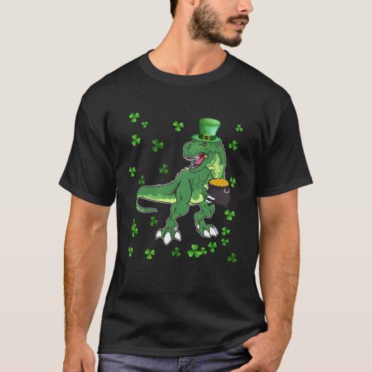 Dinosaurs  Shamrock Irish Lucky St Patricks Day C T-shirt (Voorkant)