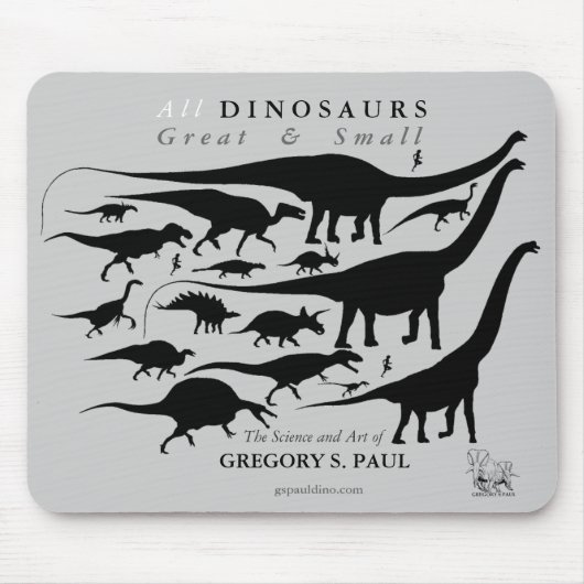 Dinosaurs Silhouettes Mousepad Gregory Paul Muismat (Voorkant)