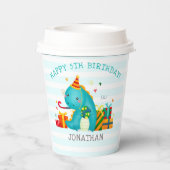 Dinosaurs Stomp Chomp and roar birhtday Boy Papieren Bekers (Achterkant)