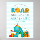 Dinosaurs Stomp Chomp and roar birhtday boy Poster (Voorkant)