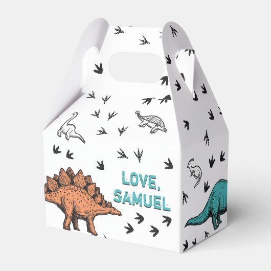 Dinosaurs Stomp Chomp Roar Birthday Dank u Bedankdoosjes (Achterkant)