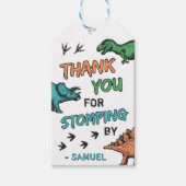 Dinosaurs Stomp Chomp Roar Birthday Dank u Cadeaulabel (Voorkant)