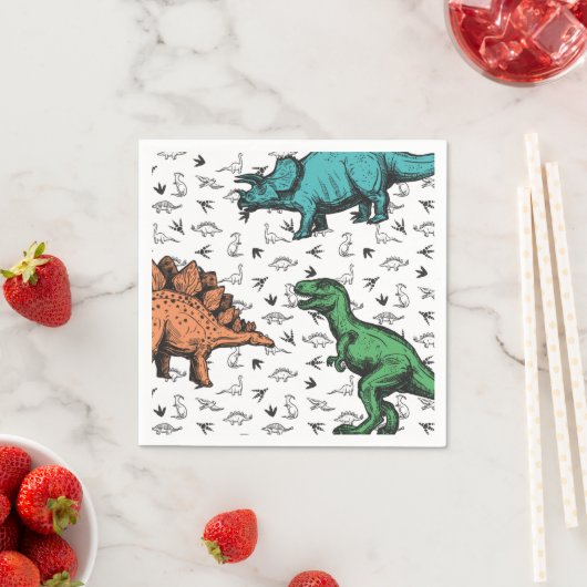 Dinosaurs Stomp Chomp Roar Birthday Party Pattern Servet (Insitu)