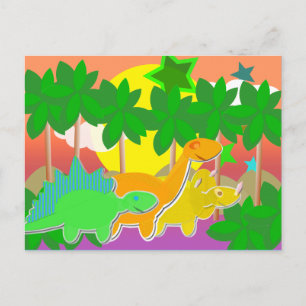 Dinosaurs Sunset Briefkaart