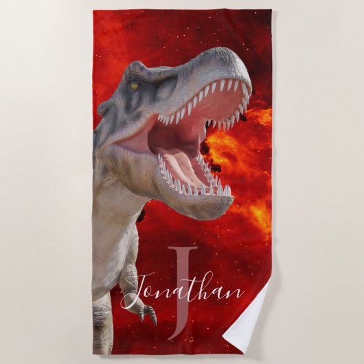 Dinosaurs T Rex Fire red Jurassic World Strandlaken (Voorkant)