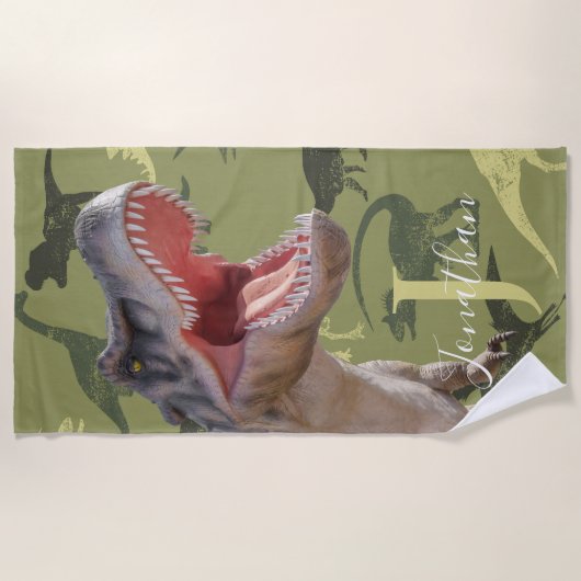 Dinosaurs T Rex Gold Pattern Jurassic World Strandlaken (Voorkant)