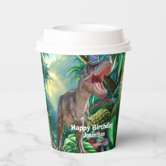 Dinosaurs T Rex Kinder Jurassic World Papieren Bekers (Achterkant)