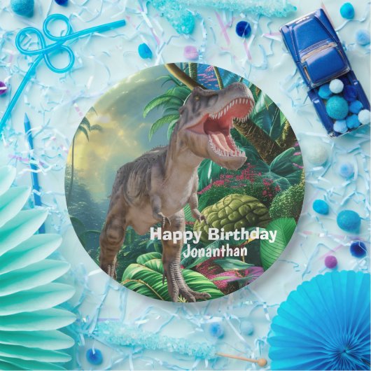 Dinosaurs T Rex Kinder Jurassic World Papieren Bordje (Feest)