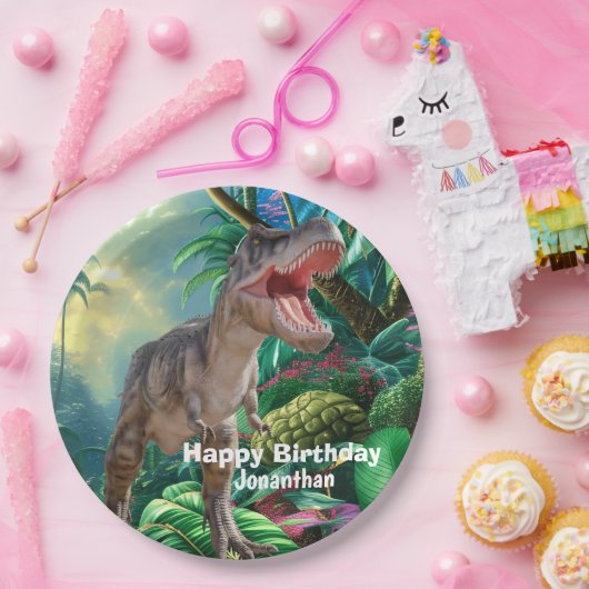 Dinosaurs T Rex Kinder Jurassic World Papieren Bordje (Feest)