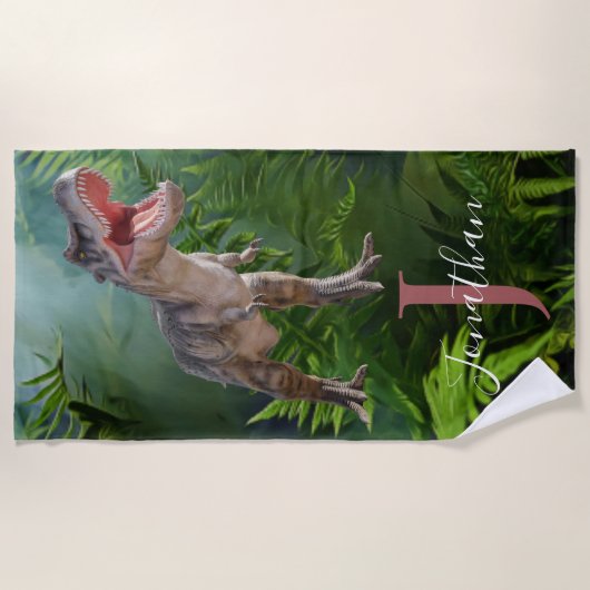 Dinosaurs T Rex oerwoud Green Jurassic World Strandlaken (Voorkant)