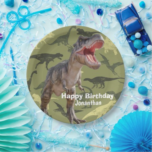 Dinosaurs T Rex patroon Jurassic World Papieren Bordje (Feest)
