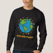 Dinosaurs T Rex Save Our Planet Awareness Earth Da Trui (Voorkant)
