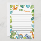 Dinosaurs Time Capsule Note Bericht Kaart (Voorkant)