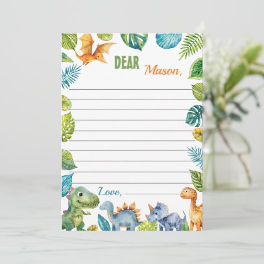 Dinosaurs Time Capsule Note Bericht Kaart (Staand voorkant)