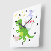 Dinosaurs TRex Vierkante Klok (Hoek)