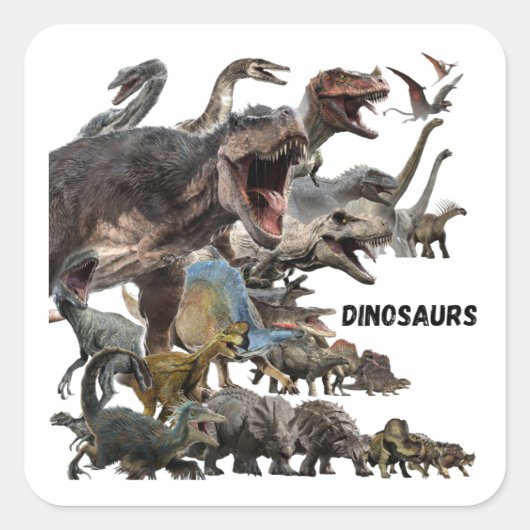 Dinosaurs  vierkante sticker (Voorkant)
