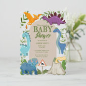 Dinosaurs, Volcano, T-Rex Baby Shower Theme Kaart (Staand voorkant)