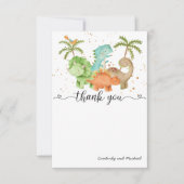 Dinosaurs Waterverf Birthday | Baby shower Dank Bedankkaart (Voorkant)