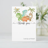 Dinosaurs Waterverf Birthday | Baby shower Dank Bedankkaart (Staand voorkant)