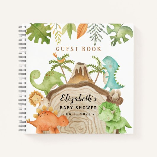 Dinosaurs Wild Baby shower Gastenboek Notitieboek (Voorkant)