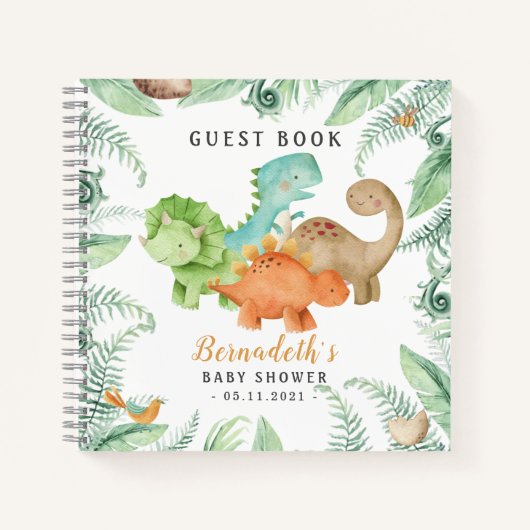 Dinosaurs Wild Baby shower Gastenboek Notitieboek (Voorkant)