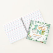 Dinosaurs Wild One 1st Birthday Guest Book Notitieboek (Binnen)