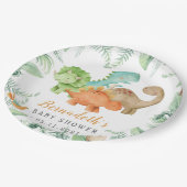 Dinosaurs Wilde Baby shower Papieren Bordje (Gekanteld)