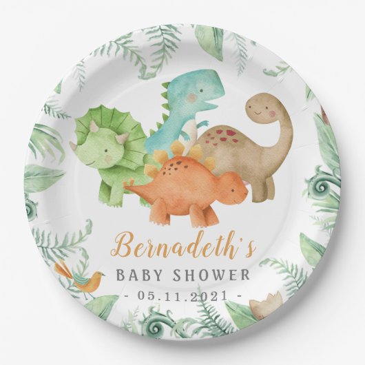 Dinosaurs Wilde Baby shower Papieren Bordje (Voorkant)
