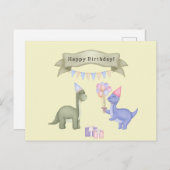 Dinosaurs With Balloons Happy Birthday Card Briefkaart (Voorkant / Achterkant)