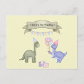 Dinosaurs With Balloons Happy Birthday Card Briefkaart (Voorkant)