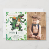 Dinosaurus 1e verjaardag Dino-mite Party Foto Kaart (Voorkant)