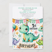 Dinosaurus 1e Verjaardag Jongen Stomp Chomp Roar Kaart (Voorkant)