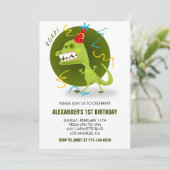 Dinosaurus 1e verjaardag jongen t rex voor kindere kaart (Staand voorkant)