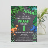 Dinosaurus 1e Verjaardag Kinderen Verjaardag Dino  Kaart (Staand voorkant)