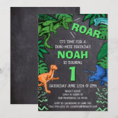 Dinosaurus 1e Verjaardag Kinderen Verjaardag Dino  Kaart (Voorkant / Achterkant)