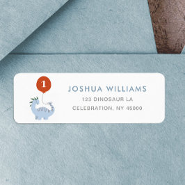 Dinosaurus 1e Verjaardag retour label adres