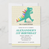 Dinosaurus 1e verjaardag uitnodiging Rainbow t rex (Voorkant)