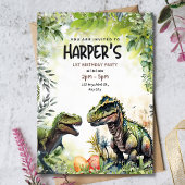 Dinosaurus 1e verjaardag uitnodiging, wilde dinosa kaart