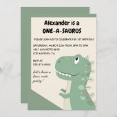 Dinosaurus 1e verjaardag uitnodigingen 1 jaar oud (Voorkant / Achterkant)